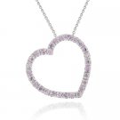 Sterling Silver 4-5ct Amethyst CZ Open Floating Heart Slide Pendant 1211