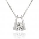 Sterling Silver 4-5ct CZ Encased Solitaire Slide Pendant 1243
