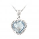 Sterling Silver 4.2ct Blue Topaz & Diamond Accent Heart Necklace P12552BT