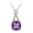 Sterling Silver 4.55ct TGW Amethyst & Diamond Accent Square Twist Pendant P12048A