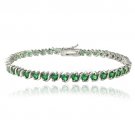 Sterling Silver 4.5ct Created Emerald S Design Tennis Bracelet B1065LGQ