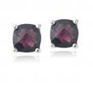 Sterling Silver 4ct Garnet Cushion-Cut Stud Earrings, 7mm E13156G