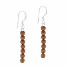 Sterling Silver 4mm Brown Cats Eye Beaded Dangle Earrings E9078BN