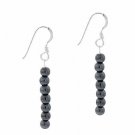 Sterling Silver 4mm Hematite Bead Dangle Earrings E9078H