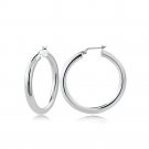 Sterling Silver 4mm High Polished Round Hoop Earrings, 30mm H14242-30