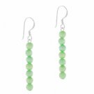 Sterling Silver 4mm Light Green Cats Eye Beaded Dangle Earrings E9078LGR
