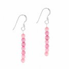 Sterling Silver 4mm Pink Cats Eye Beaded Dangle Earrings E9078PK