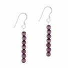 Sterling Silver 4mm Purple Cats Eye 6 Bead Dangle Earrings E9078PU