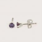 Sterling Silver 4mm Round Amethyst CZ Stud Earrings E2751AZ