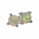Sterling Silver 4mm Round Created White Opal Stone Stud Earrings E10095SOP