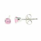 Sterling Silver 4mm Round Pink CZ Stud Earrings E2751LPZ