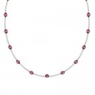 Sterling Silver 4mm Simulated Lavender Cats Eye Bar & Bead Necklace N4116L