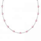 Sterling Silver 4mm Simulated Pink Cats Eye Bar & Bead Necklace N4116PK