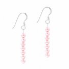 Sterling Silver 4mm Simulated Pink Pearl 6 Bead Dangle Earrings E9078PPL