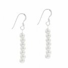 Sterling Silver 4mm Simulated White Pearl Dangle Earrings E9078PL