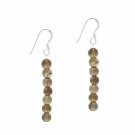Sterling Silver 4mm Smokey Quartz Stone 6 Bead Beaded Dangle Hook Earrings E9078SQ