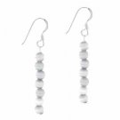 Sterling Silver 4mm White Cats Eye Beaded Dangle Earrings E9078W