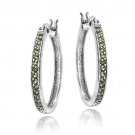 Sterling Silver 5-8ct Peridot 25mm Round Hoop Earrings, H13545PD