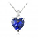 Sterling Silver 5.5ct Created Sapphire Briolette-Cut Heart Pendant P13140B2