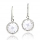 Sterling Silver 5ct CZ Circle Brushed Drop Dangle Earrings E12492