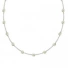 Sterling Silver 5mm Genuine Freshwater Cultured White Pearl Stone Bar & Bead Necklace N4116FPL
