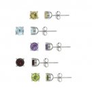 Sterling Silver 5mm Round Amethyst, Citrine, Peridot, Garnet, and Blue Topaz Stud Earring Set S10517