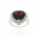 Sterling Silver 6ct. Garnet & CZ Heart Ring Size 10 R11858G-10