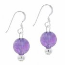 Sterling Silver 6mm Cabochon Amethyst Bead Dangle Earrings E9082CBA