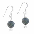 Sterling Silver 6mm Faceted Hematite Bead Dangle Earrings E9082HF