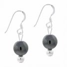 Sterling Silver 6mm Hematite Bead Dangle Earrings E9082H