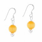 Sterling Silver 6mm Light Orange Cats Eye Bead Dangle Earrings E9082OR1