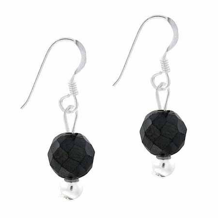 Sterling Silver 6mm Onyx Bead Dangle Earrings E9082OF