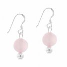 Sterling Silver 6mm Rose Quartz Bead Dangle Earrings E9082RQ