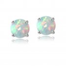 Sterling Silver 6mm Round Fiery Created White Opal Stud Earrings E10099SOP