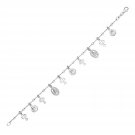 Sterling Silver 7 1-4 inch Bracelet with Crosses and Religious Medal Charms