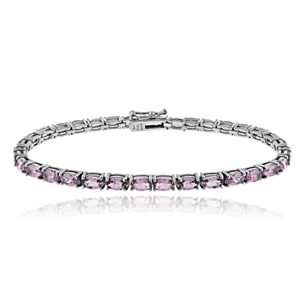 Sterling Silver 7.35ct Alexandrite CZ Birthstone Tennis Bracelet B13872AXZ