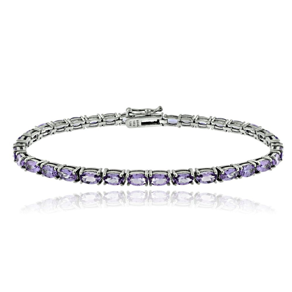 Sterling Silver 7.7ct Amethyst Birthstone Tennis Bracelet B13872A
