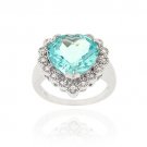 Sterling Silver 7ct. Blue Topaz & CZ Heart Ring Size 10 R11858BT-10