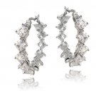 Sterling Silver 8.5ct Asscher Cut CZ Hoop Earrings H13414