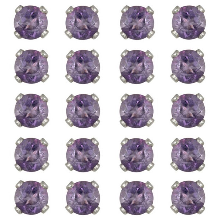 Sterling Silver 8ct Amethyst 5mm Stud Earrings, Set of 10 S12010A-10