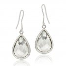 Sterling Silver 8ct CZ Teardrop Brushed Dangle Earrings E12491