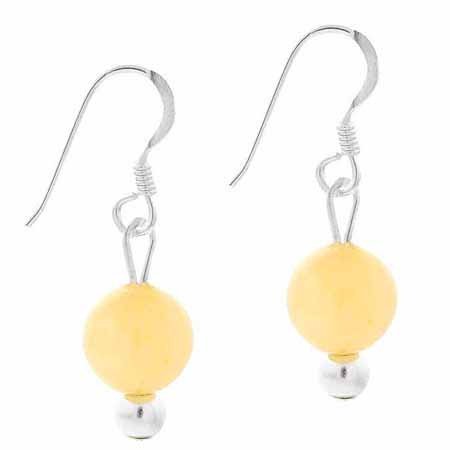 Sterling Silver 8mm Aragonite Bead Dangle Earrings E9203ARG