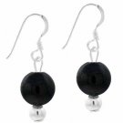 Sterling Silver 8mm Onyx Bead Dangle Earrings E9203CBO