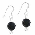 Sterling Silver 8mm Onyx Bead Dangle Earrings E9203OF