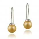 Sterling Silver 8mm Peach Shell Pearl Drop Earrings E12157OR