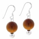 Sterling Silver 8mm Tiger Eye Bead Dangle Earrings E9203TE