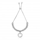 Sterling Silver 9 1-4 inch Adjustable Bracelet with Chain and Heart Charm