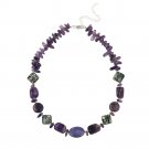 Sterling Silver Abalone, Amethyst Chips & Nuggets Fashion Necklace N12232M