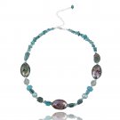 Sterling Silver Abalone, Pearl, Created Turquoise Chips & Nuggets Fashion Necklace N12333M