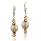 Sterling Silver Almond Swarovski Pearl & Crystal Dangle Leverback Earrings E12248M6